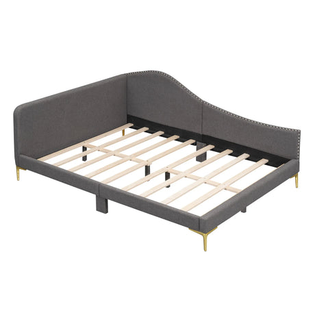 Upholstered Daybed With Headboard And Armrest, Support Legs - Furniture Home Direct
