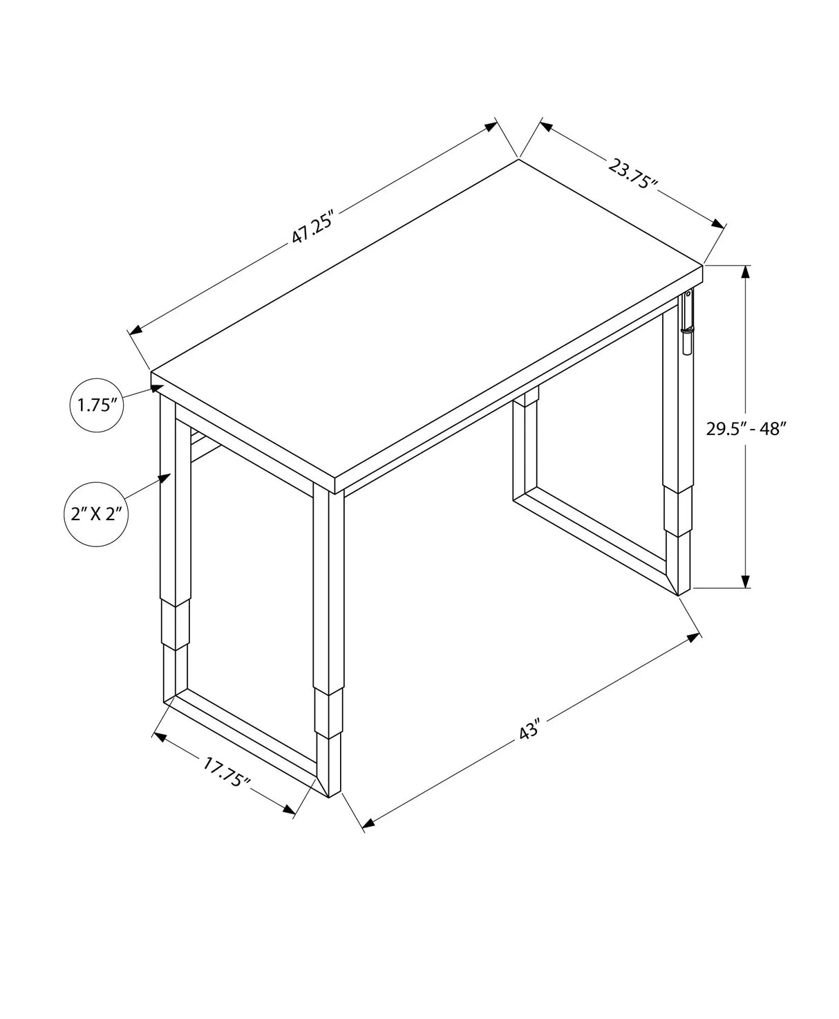 Computer Desk, Home Office, Standing, Adjustable, Laptop, Contemporary & Modern - Furniture Home Direct