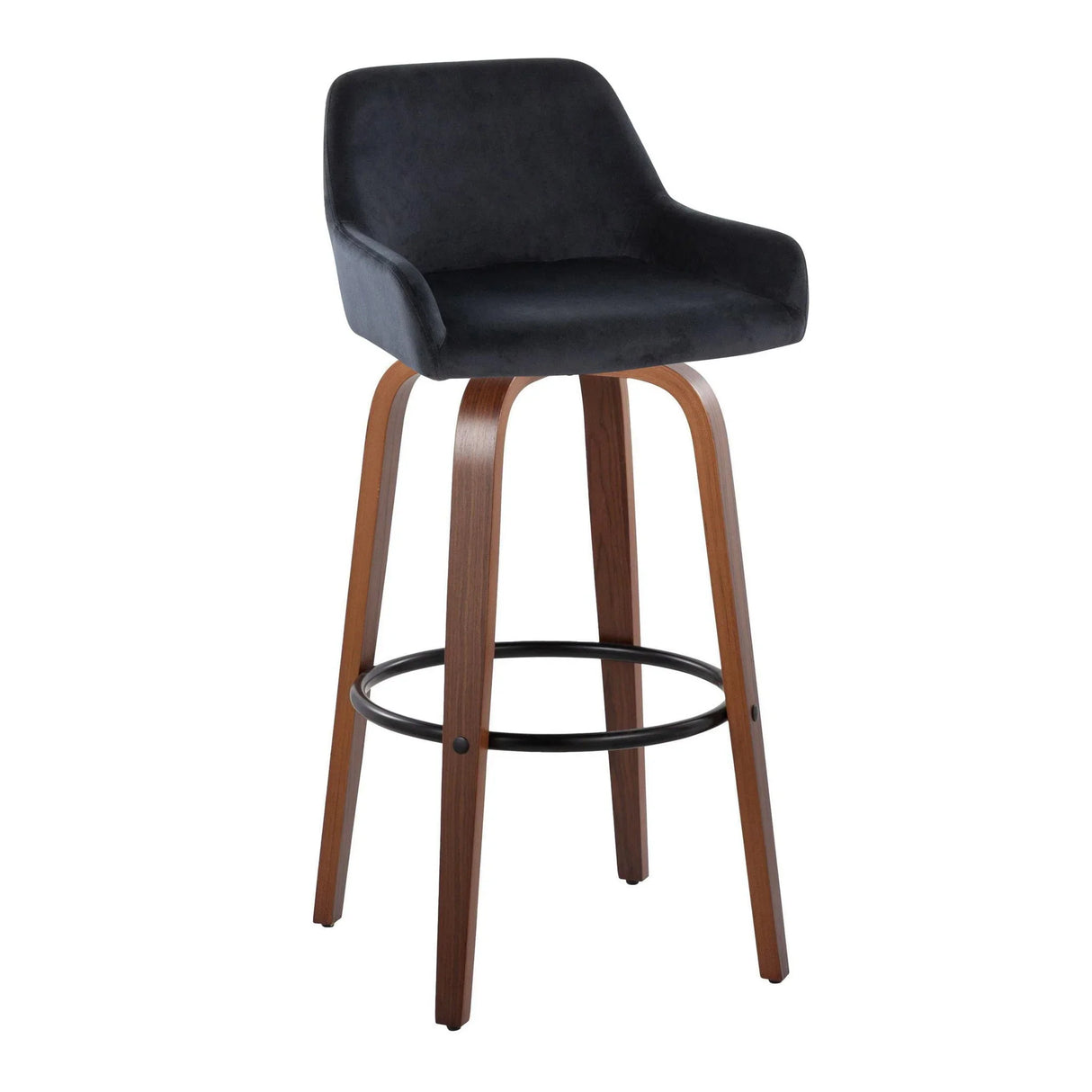 Daniella - Contemporary Fixed Height, Barstool & Swivel And Round Footrest (Set of 2) - Furniture Home Direct