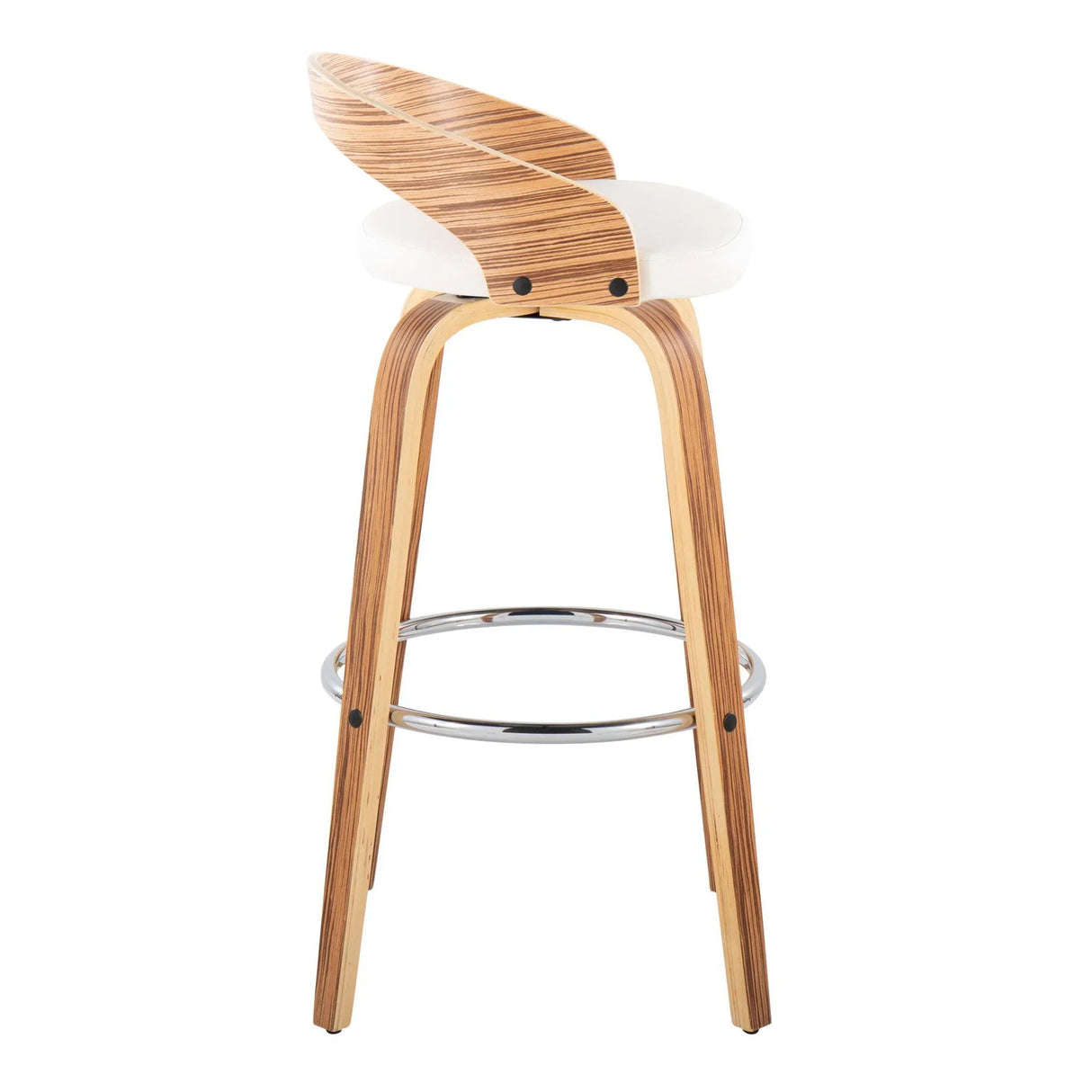 Grotto - Contemporary Fixed Height Barstool With Swivel With Round Footrest (Set of 2) - Furniture Home Direct