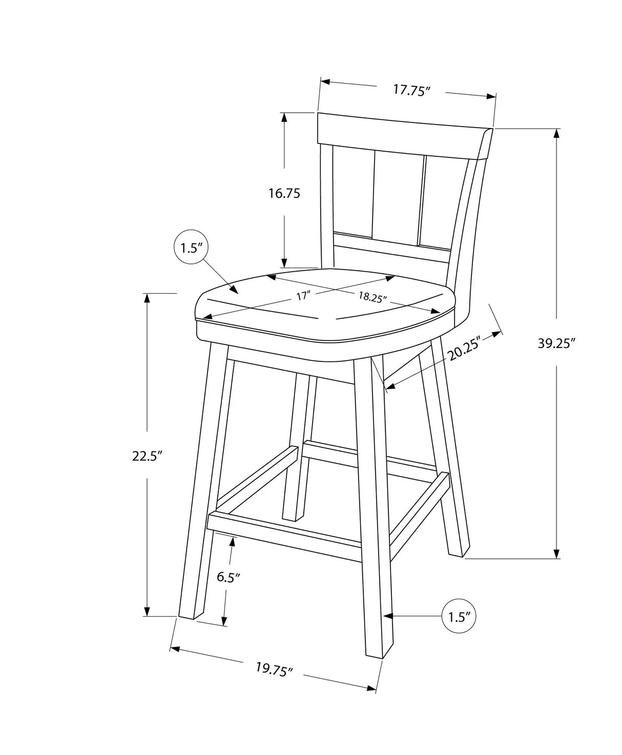 Swivel Bar Stool Counter Height, Transitional (Set of 2) - Furniture Home Direct