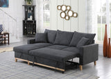 Colton - Woven Reversible Sleeper Sectional Sofa With Storage Chaise - Dark Gray - Furniture Home Direct