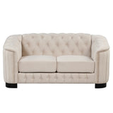 Modern 3-Piece Velvet Upholstered Living Room Set Including Sofa, Love Seat and Chair, Beige - Furniture Home Direct