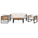 4 Piece Outdoor Conversation Set - Beige - Furniture Home Direct