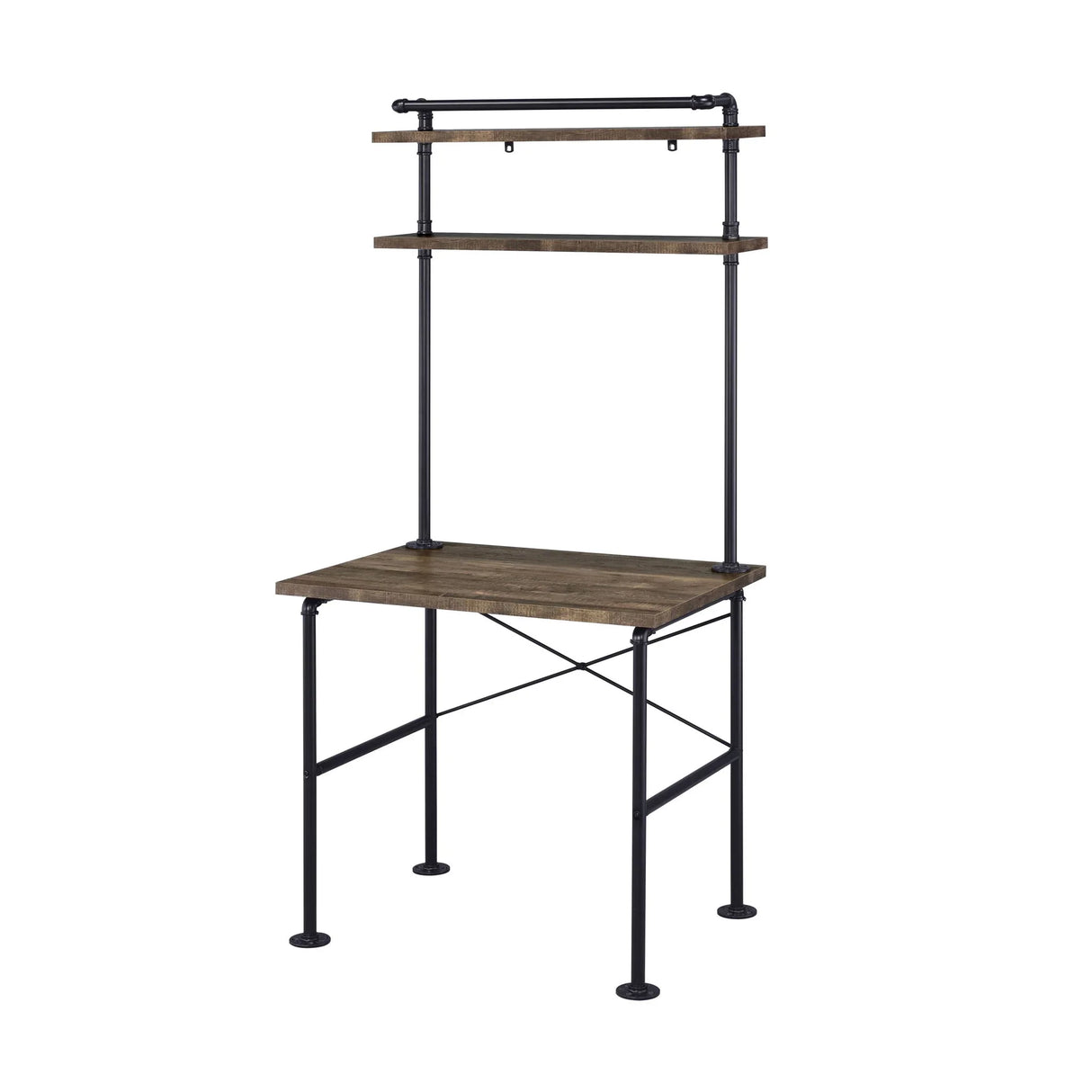 Ensata - Rustic Writing Desk - Black / Oak - Furniture Home Direct