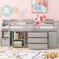 Loft Bed With Retractable Writing Desk And 3 Drawers With Storage Stairs And Shelves - Furniture Home Direct