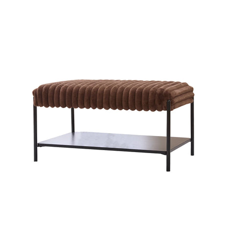 Upholstered Ottoman Coffee Table Foot Rest With Open Storage - Furniture Home Direct