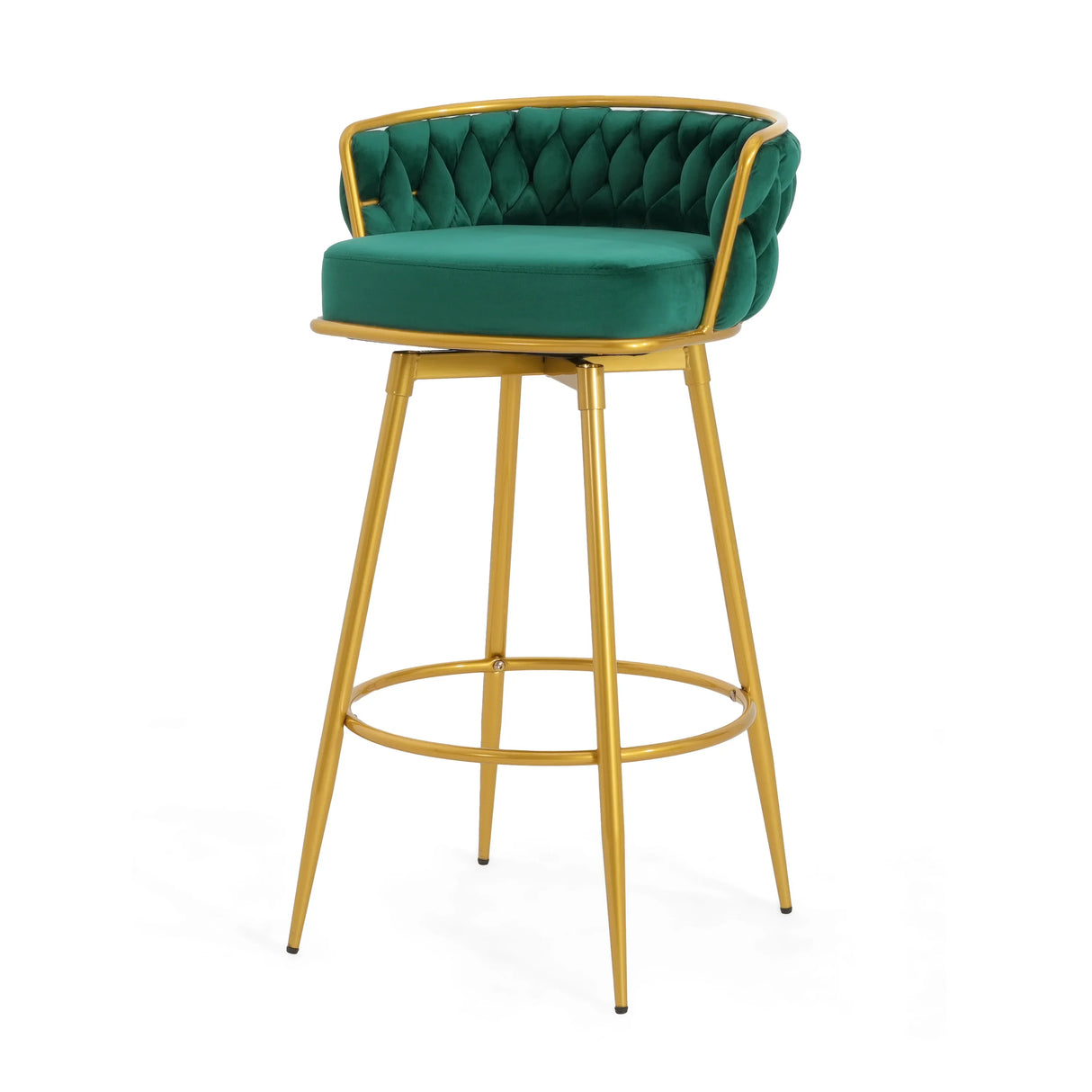 Counter Height Stools Tufted Velvet Gold Frame Green - Furniture Home Direct