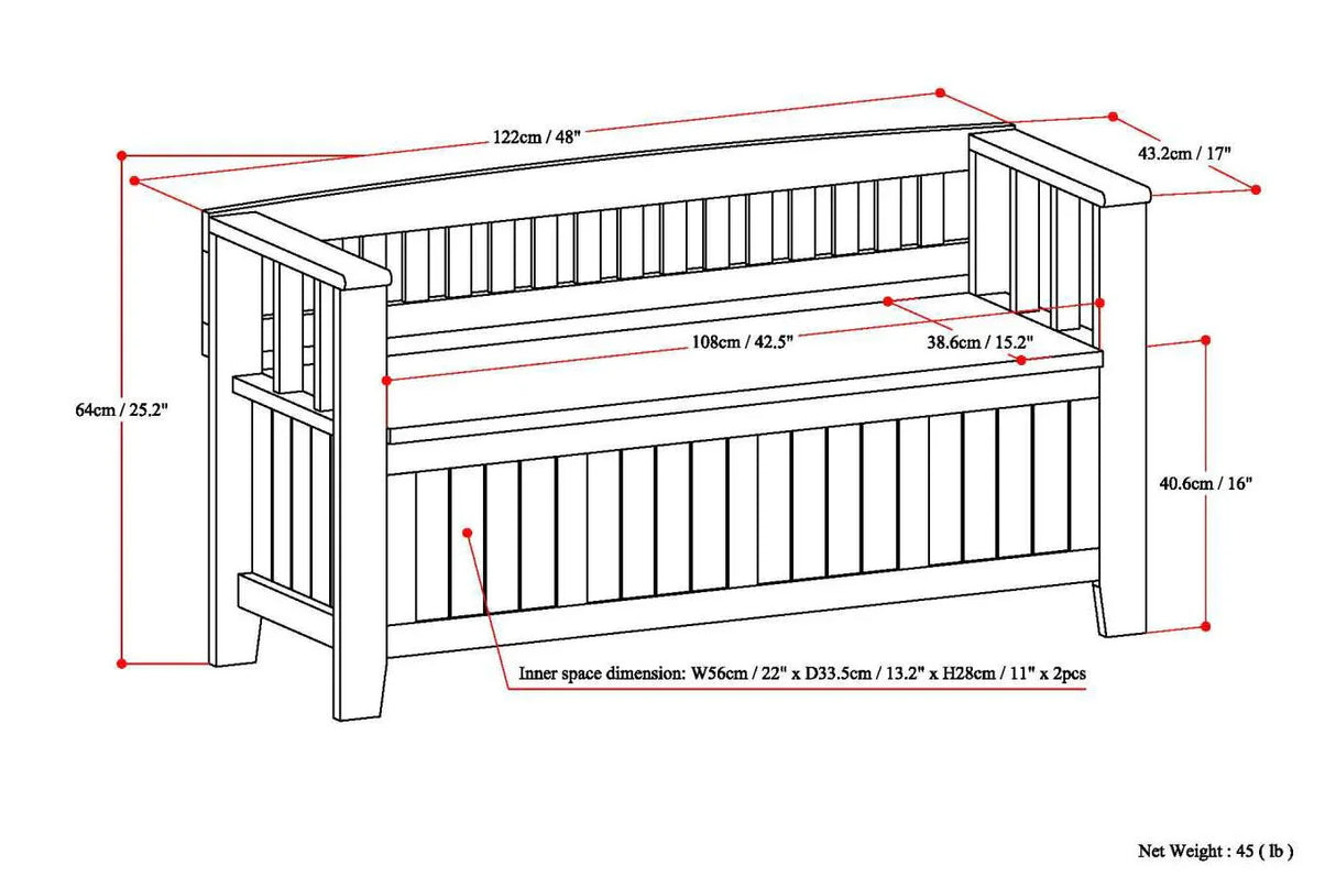 Acadian - Entryway Storage Bench, Handcrafted - Furniture Home Direct