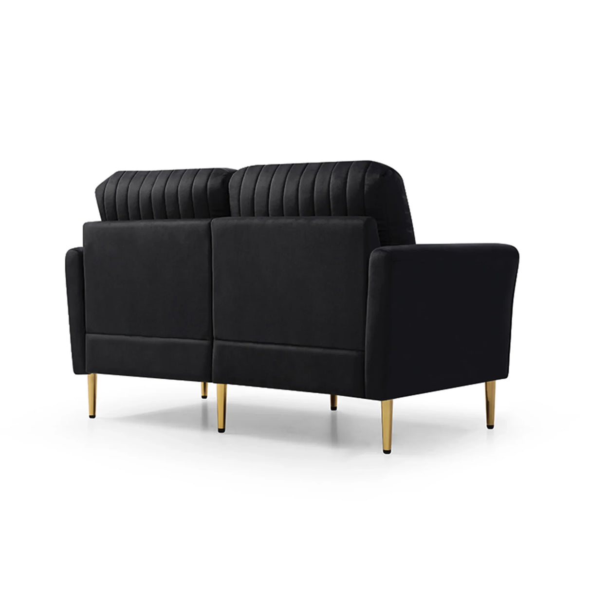 Black Velvet 2 Piece Living Room Set with Metal Legs and pillows - Black - Furniture Home Direct