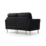 Black Velvet 2 Piece Living Room Set with Metal Legs and pillows - Black - Furniture Home Direct