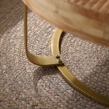 Coffee Table Round Carved Sunburst Top Natural Gold - Furniture Home Direct