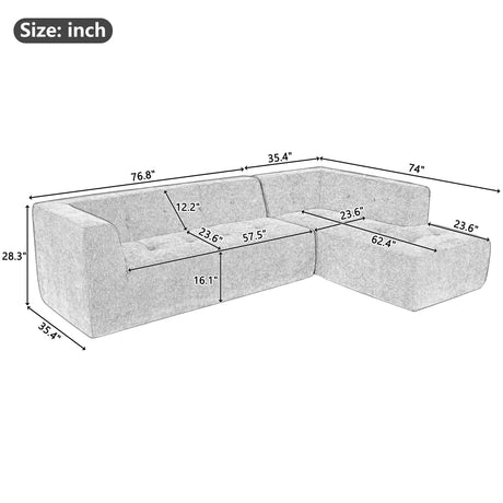 Modular Sectional Sofa in Chenille for Living Rooms Gray - Furniture Home Direct