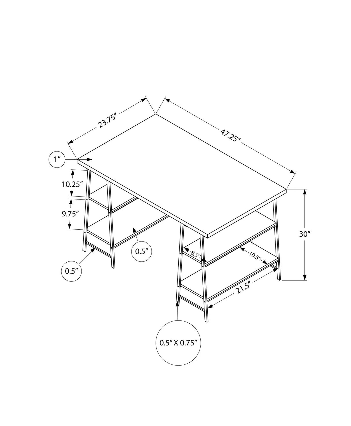 Computer Desk For Home Office, Laptop, Storage Shelves, Contemporary & Modern - Furniture Home Direct