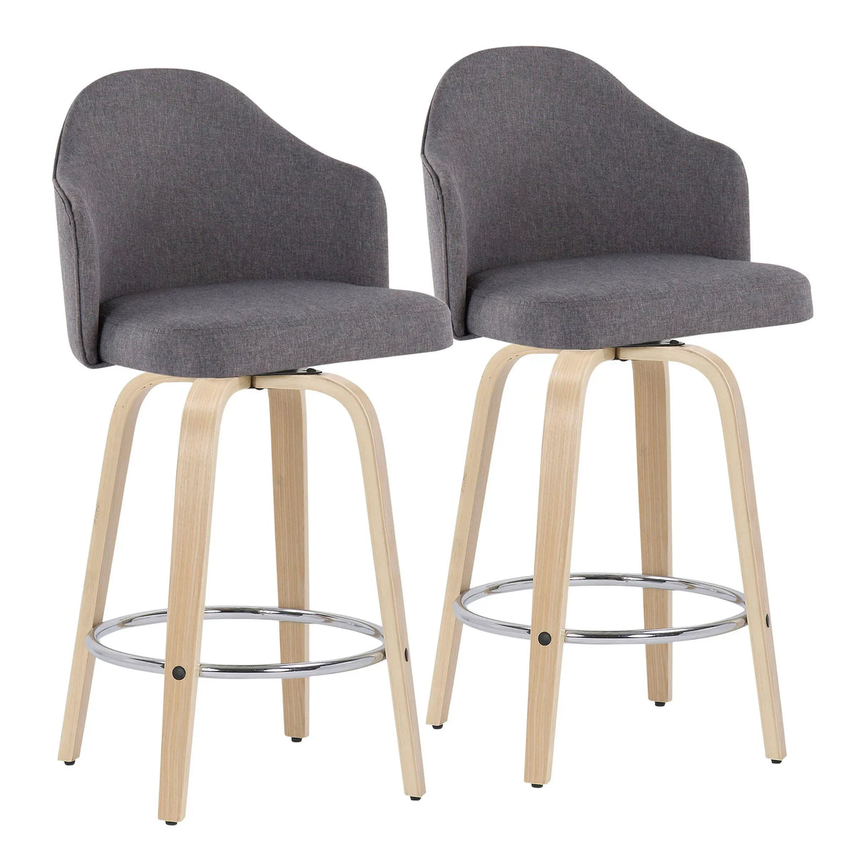 Ahoy - Mid Century Modern Fixed Height Counter Stool With Round Footrest (Set of 2) - Furniture Home Direct