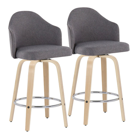Ahoy - Mid Century Modern Fixed Height Counter Stool With Round Footrest (Set of 2) - Furniture Home Direct