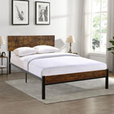 Modern Twin Size Metal Bed Frame Sturdy System Metal & Wood - Black - Furniture Home Direct