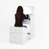 Vanity Desk With Mirror Small Compact Modern Style White - Furniture Home Direct