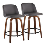 Toriano - Mid Century Modern, Fixed Height Counter Stool & Swivel And Round Footrest (Set of 2) - Furniture Home Direct