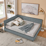Mid-Century Storage Upholstered Tufted Bed Frame With Backrest And Armrests - Furniture Home Direct
