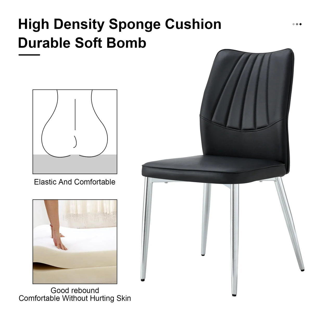 Dining Chairs with PU Upholstery and Metal Legs Black - Furniture Home Direct