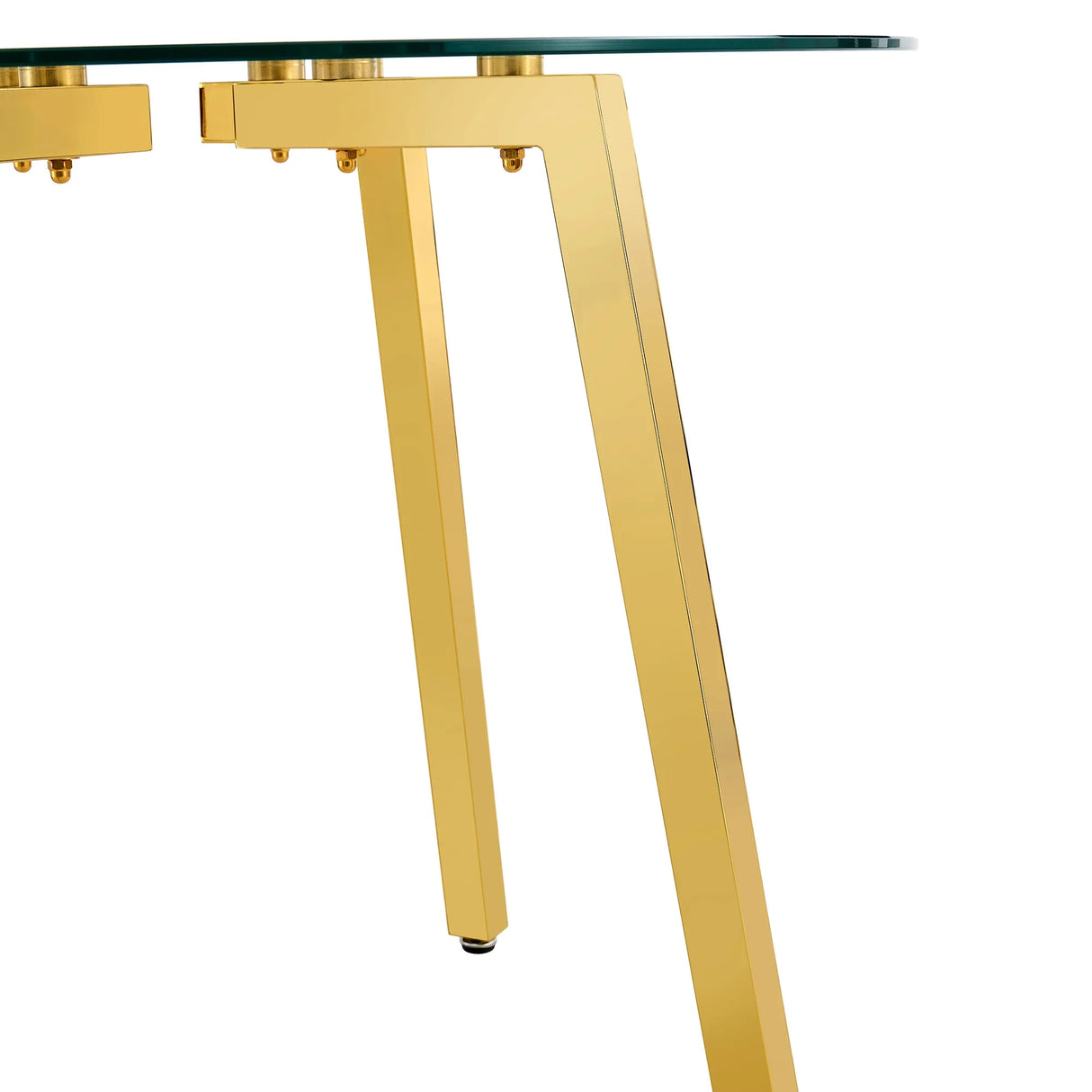 Dining Table Round Glass Top With Metal Base Finish Gold - Furniture Home Direct
