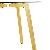 Dining Table Round Glass Top With Metal Base Finish Gold - Furniture Home Direct