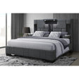 Queen Bed Upholstered Modern Paneled Frame Dark Gray - Furniture Home Direct