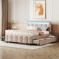 Upholstered Platform Bed With LED Frame, With Trundle And 2 Drawers - Furniture Home Direct