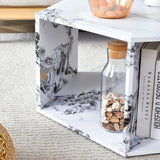 Coffee Table Set Hexagonal Marble Elegant Minimal White - Furniture Home Direct