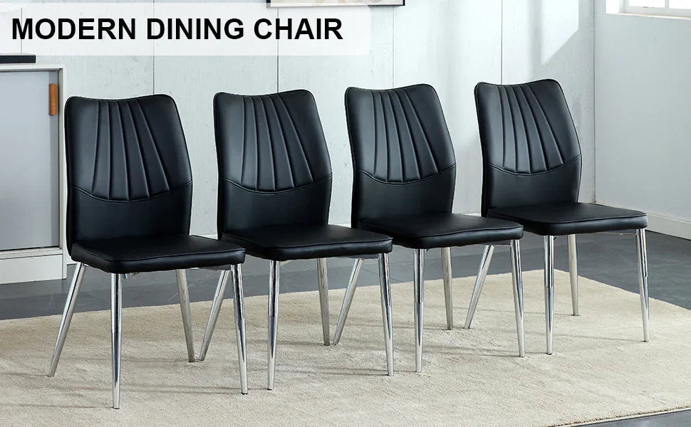 Dining Chairs with PU Upholstery and Metal Legs Black - Furniture Home Direct