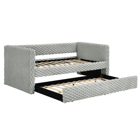 Modern Twin Size Daybed Upholstered Sofa Bed With Pull Out Feature - Dark Gray - Furniture Home Direct