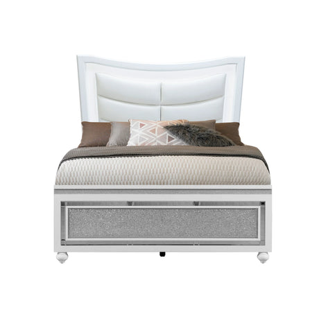 Full Bed Set Glam Mirrored Dresser Nightstand Mirror White - Furniture Home Direct