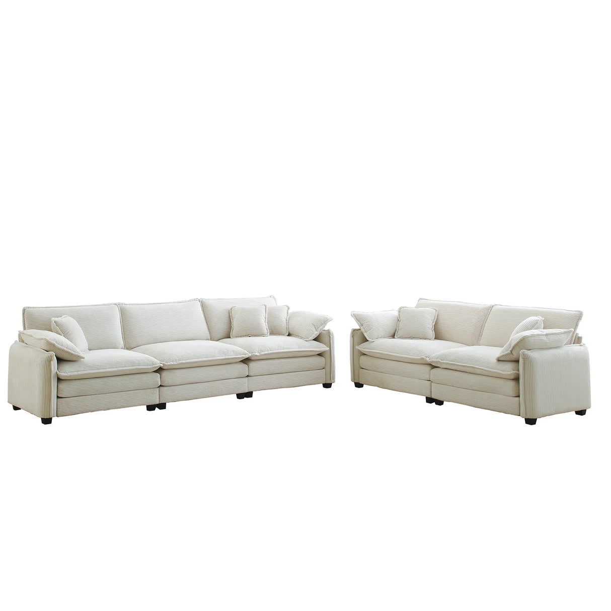 Corduroy 2 Piece Living Room Set - Off White - Furniture Home Direct