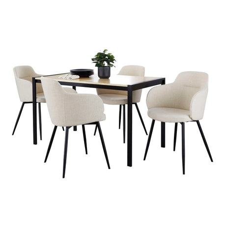 Fuji Boyne - 5 Piece Contemporary Dining Set - Black / Natural / Cream - Furniture Home Direct