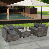 5 Piece Wicker Patio Sectional Set - Gray - Furniture Home Direct