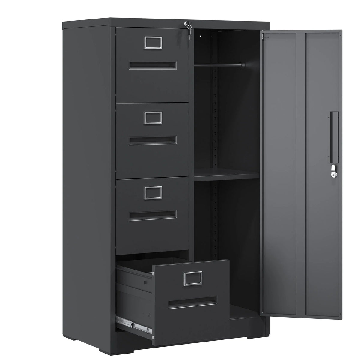 Metal Storage Vertical Filing Cabinet With Lock, 4 Drawers, 1 Door, Steel Construction, School / Office Use - Furniture Home Direct