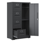Metal Storage Vertical Filing Cabinet With Lock, 4 Drawers, 1 Door, Steel Construction, School / Office Use - Furniture Home Direct