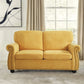 Soft Loveseat, Upholstered 2 Seater Couch, Loose Back Cushions And Turned Legs - Furniture Home Direct