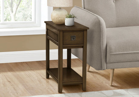 Accent End Table, 2 Tier, Narrow, Lamp, Storage Drawer, Charming Design - Furniture Home Direct