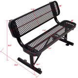 6' Outdoor Steel Bench With Backrest - Furniture Home Direct