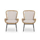 Outdoor Wicker Club Chair With Cushions (Set of 2)