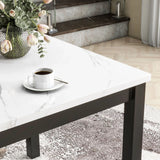 5-Piece Counter Height Dining Table Set With One Faux Marble Top Dining Table And Four Velvet Upholstered Chairs - Furniture Home Direct