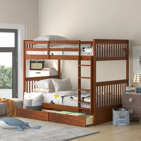 Bunk Bed With Ladders And 2 Storage Drawers - Furniture Home Direct