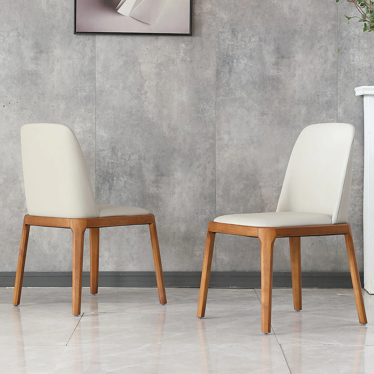 Modern Dining Chairs, Wooden Legs (Set of 2) - Gray - Furniture Home Direct