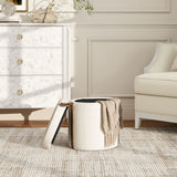 Brandy - Round Upholstered Storage Ottoman With Leather Accent - Furniture Home Direct