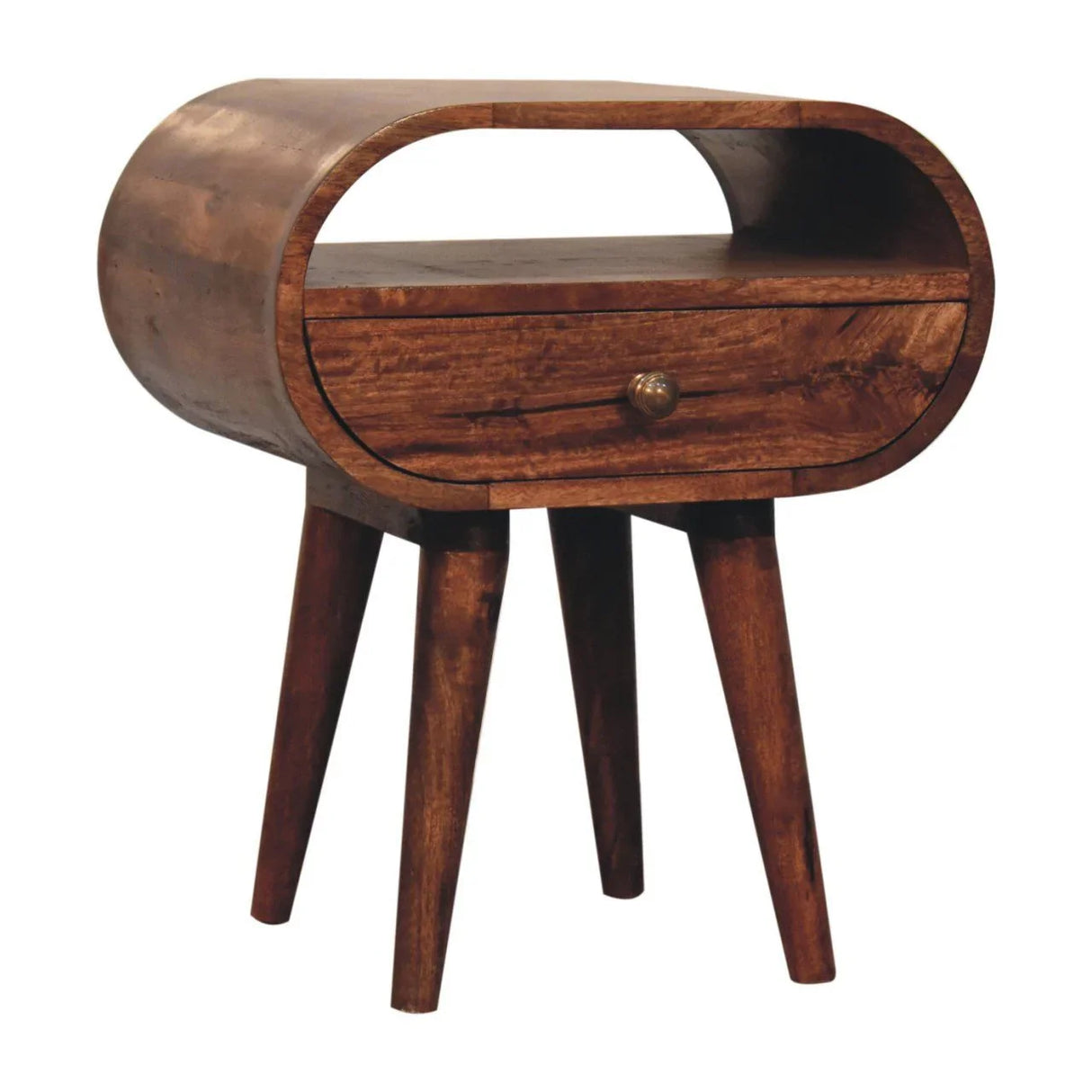 Circular Bedside Table With Open Slot - Caramel - Furniture Home Direct