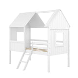 Low Loft Wooden House Bed With Two Side Windows - Furniture Home Direct