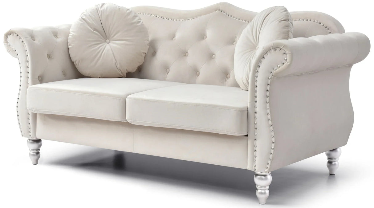 Stylish Flared Arm Loveseat - Furniture Home Direct