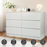 Modern 6 Drawer Dresser With Spacious Countertop And Concealed Handles, Storage Cabinet For Bedroom And Living Room - White - Furniture Home Direct